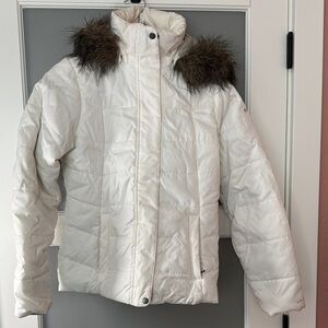 Columbia White Quilted Puffer Jacket with Hood